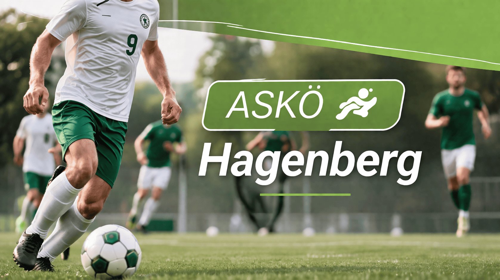 Fußballspieler mit Ball beim Spiel des ASKÖ Hagenberg