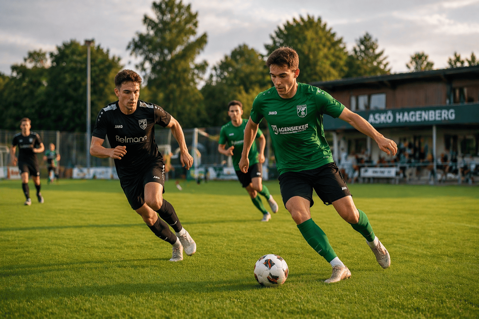 Zwei Fußballspieler im Zweikampf um den Ball