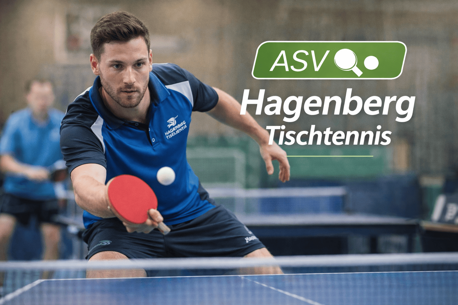 Tischtennisspieler beim Schlag für ASV Hagenberg