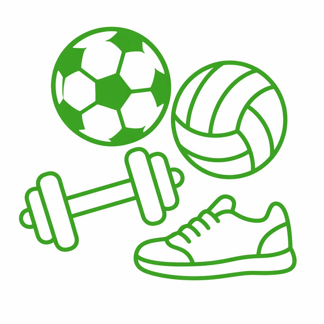 Illustration of sports icons for a quiz about finding suitable sports activities in Hagenberg