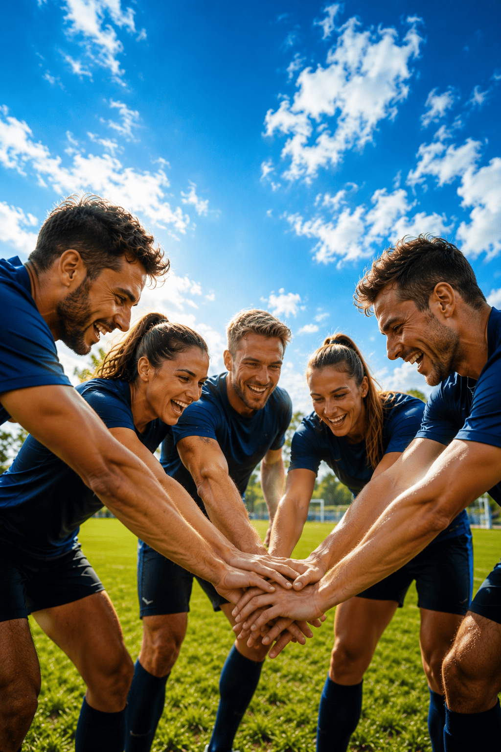 Teamsport Hagenberg Outdoor Training mit motivierter Sportmannschaft